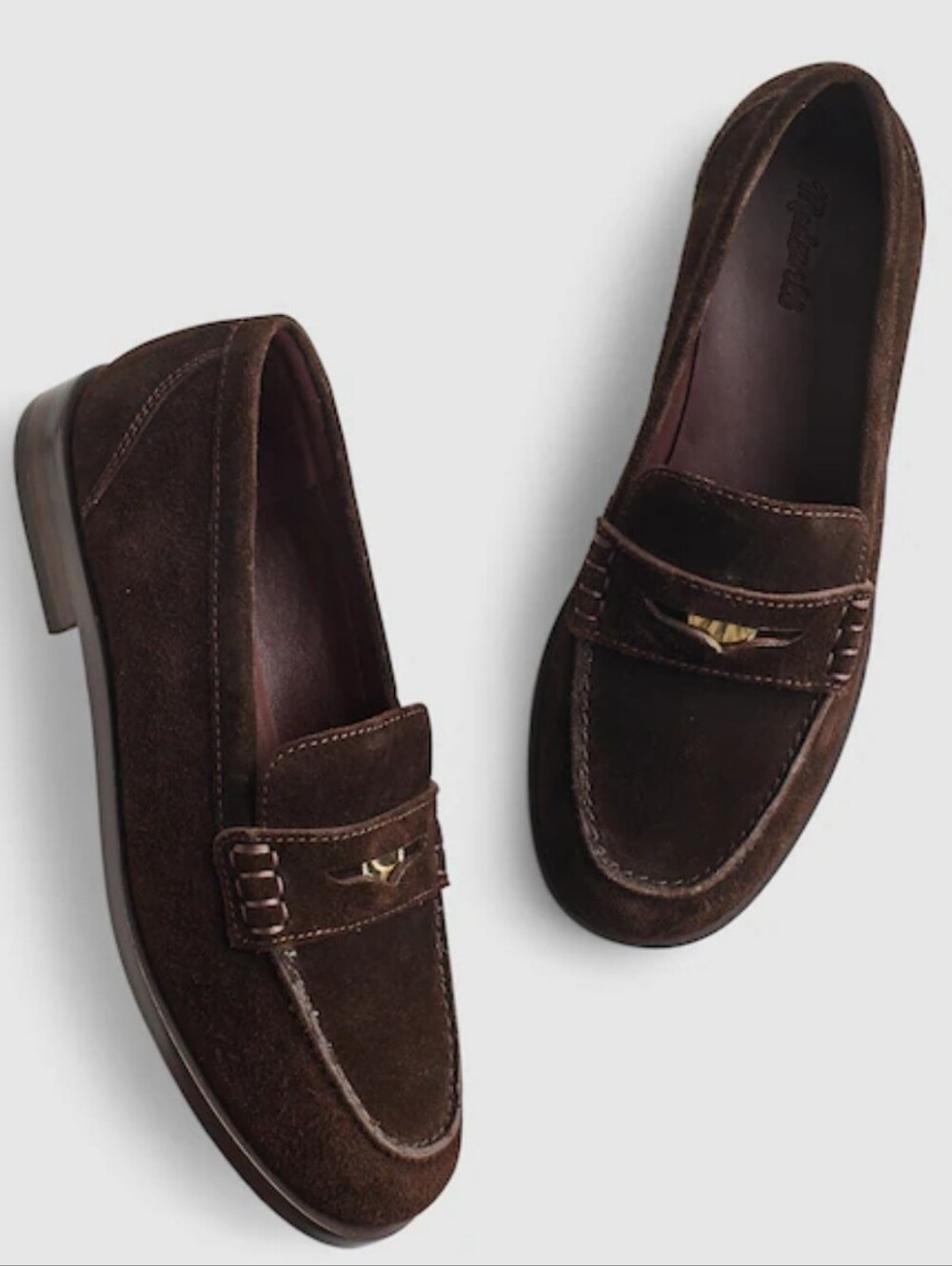 Madewell The Grayson Suede Penny Loafer - Dark Carob